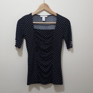 Polka Dot White House Black Market Shirt